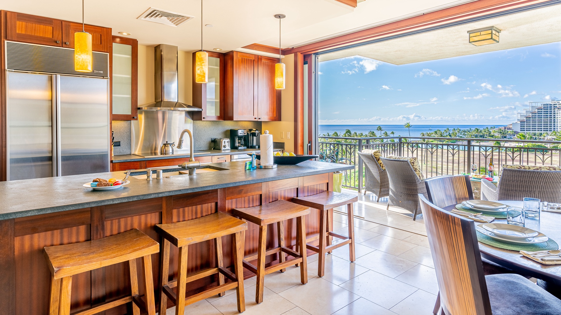 Kapolei Vacation Rentals, Ko Olina Beach Villas B706 - An open dining area with seating for six and soft ocean breezes.