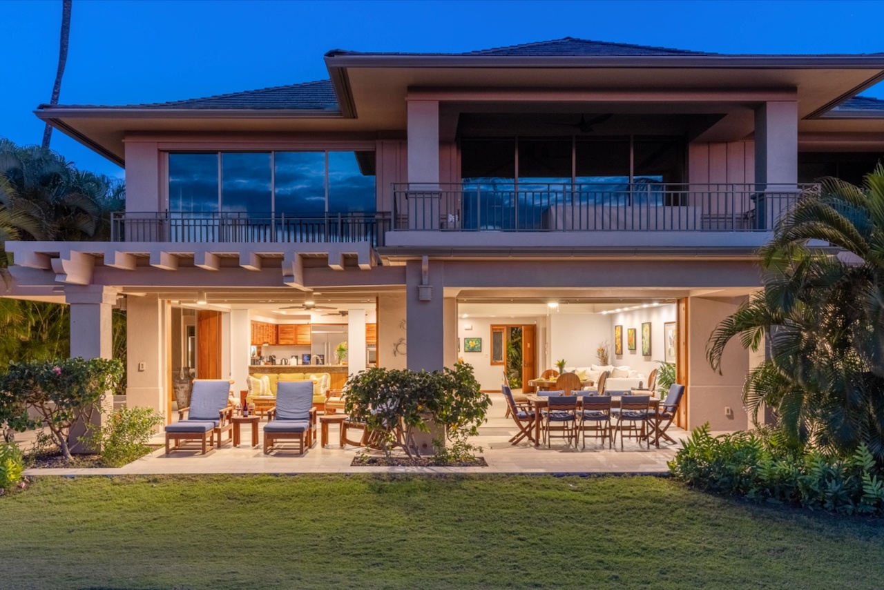 Kailua Kona Vacation Rentals, 3BD Golf Villa (3101) at Hualalai Resort - Wide view of your private lanai - ground floor golf villas are perfect for children to run and play right outside the home.
