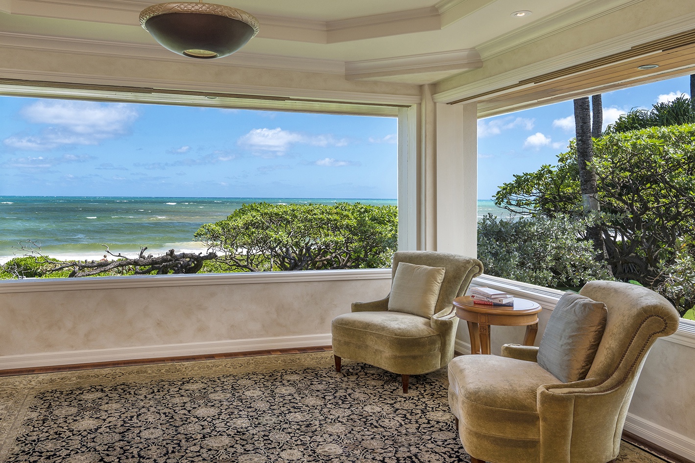 Kailua Vacation Rentals, Kailua's Kai Moena Estate - Main house: Windows fully open and welcome the ocean breeze.