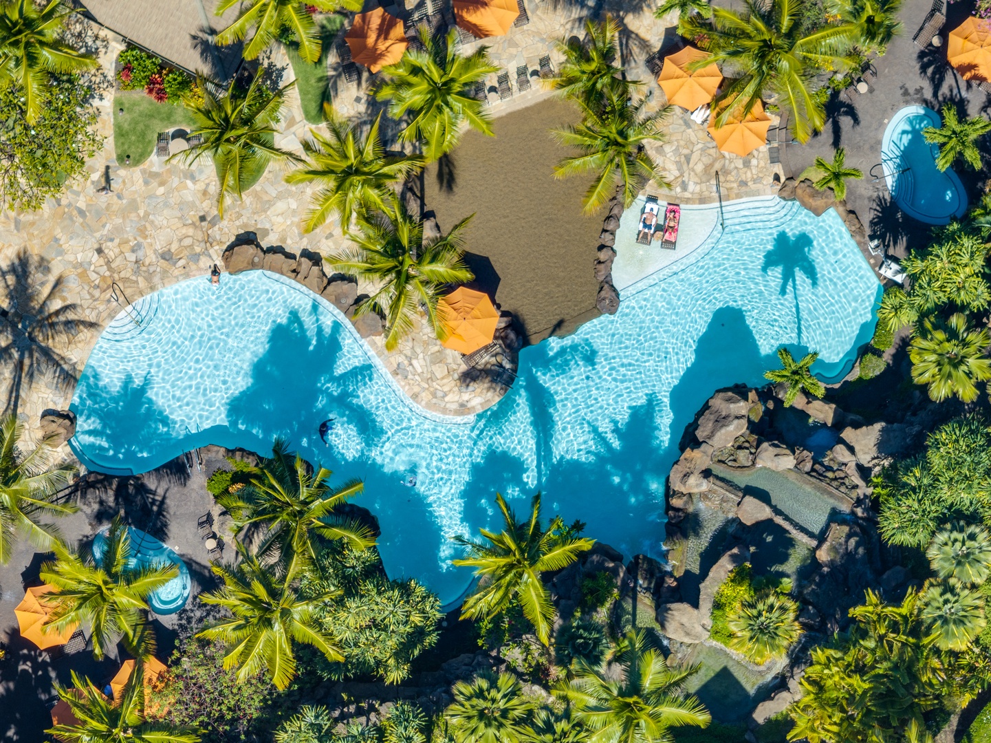 Wailea Vacation Rentals, Wailea Luxury Residence Hoolei 93-3 - Close-up aerial view of the Wailea Hoolei Resort pool, ideal for sunbathing or a refreshing swim.