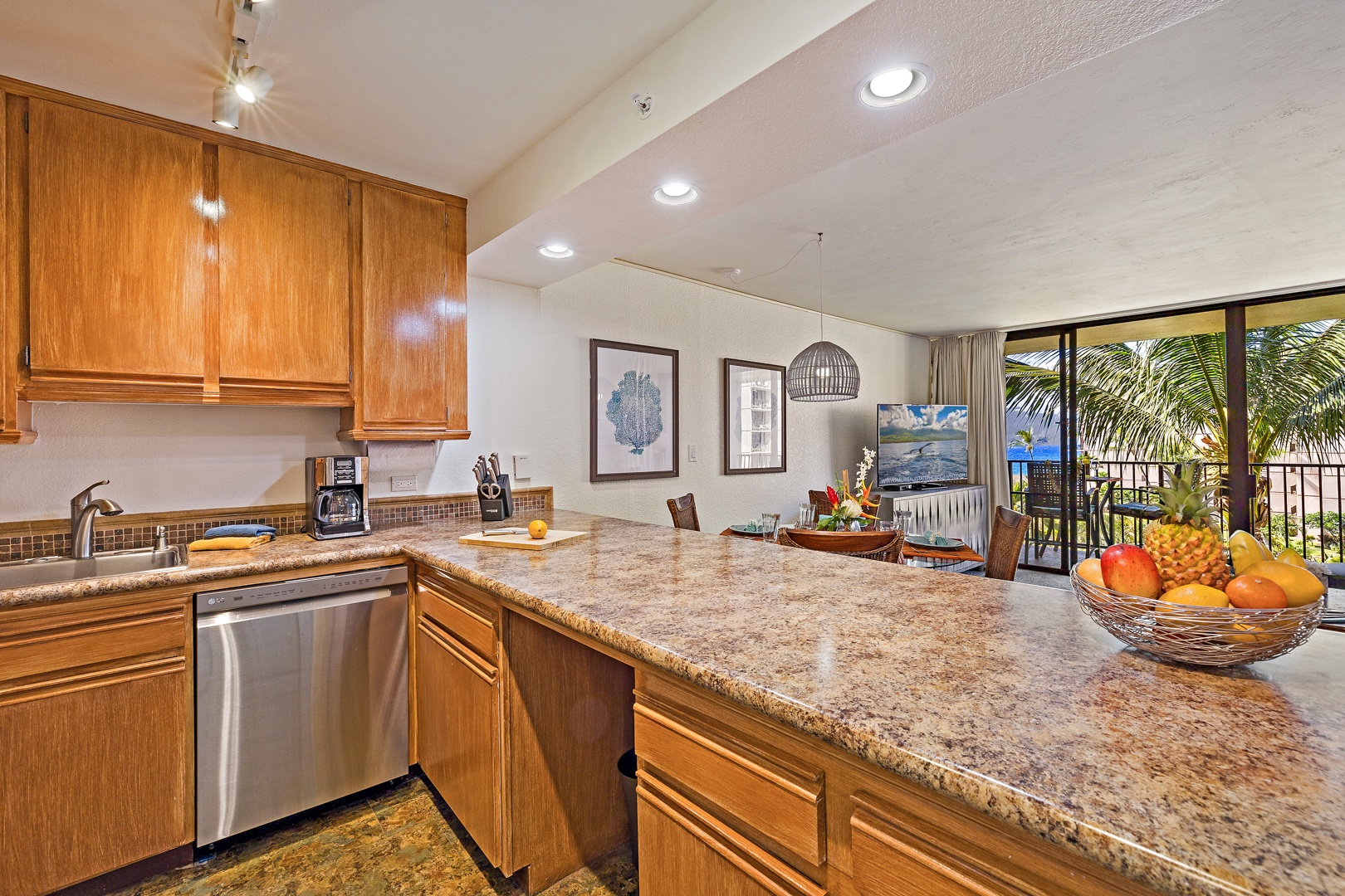 Lahaina Vacation Rentals, Kaanapali Shores 544 - This spacious kitchen with granite countertops and modern appliances offers everything you need to prepare a delicious mea