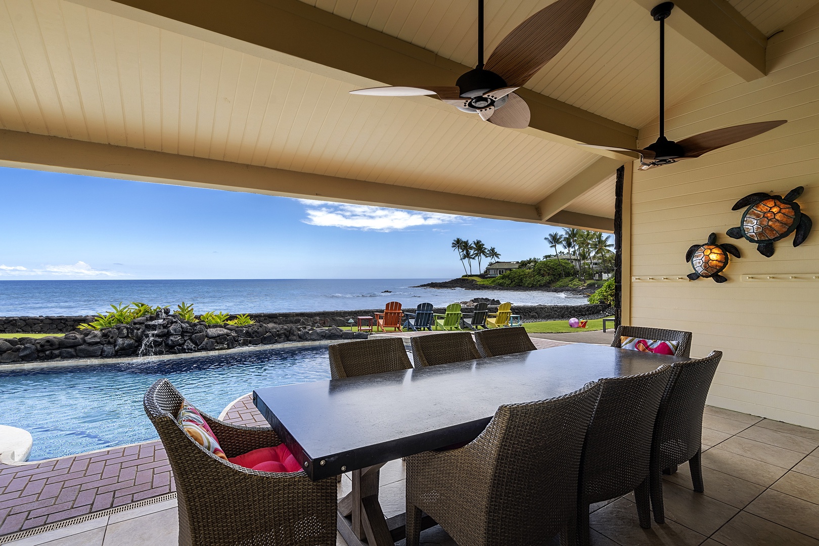 Kailua Kona Vacation Rentals, Hale Pua - Outdoor dining for 8 guests pool side!