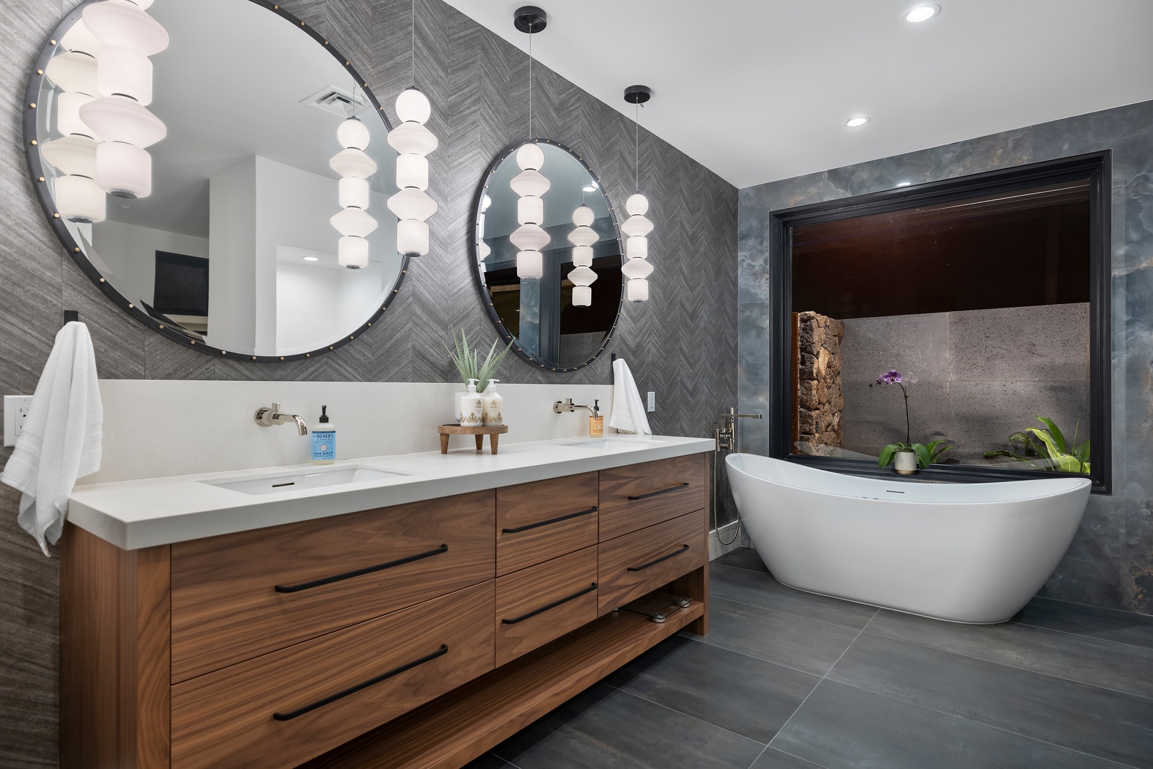 Koloa Vacation Rentals, Hale o ka Nene - Indulge in a designer bathroom, where double vanities and elegant finishes elevate every moment.