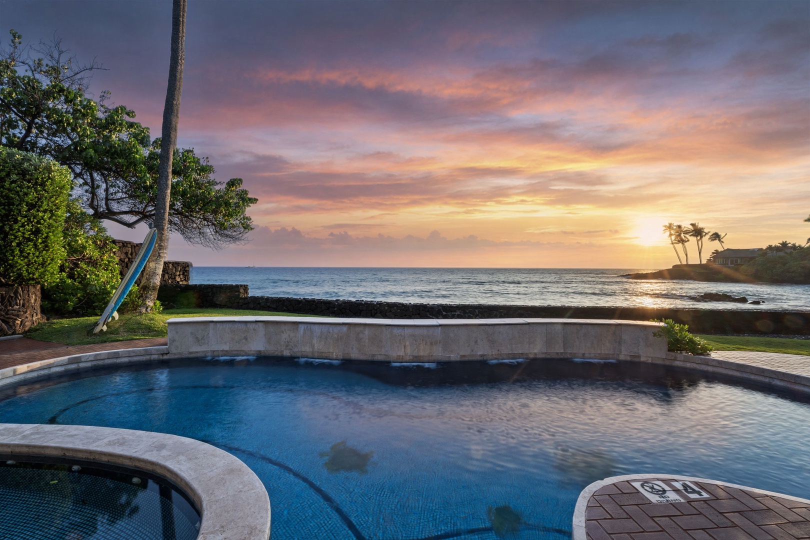 Kailua Kona Vacation Rentals, Hale Pua - End the day by the pool as the sky glows and the ocean reflects every color.