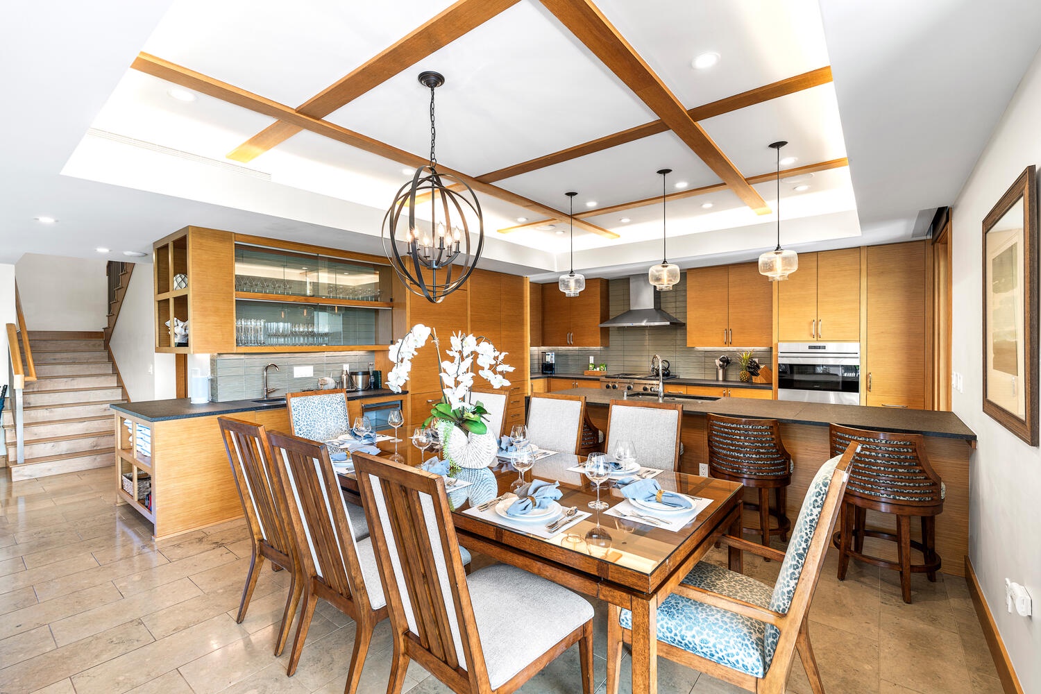 Kamuela Vacation Rentals, Laule'a at the Mauna Lani Resort #14 - The open-concept kitchen and dining space is perfect for gathering and group meals.