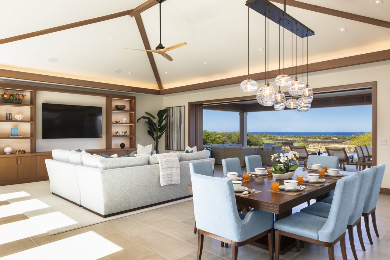 Kailua Kona Vacation Rentals, 4BR Luxury Puka Pa Estate (1201) at Four Seasons Resort at Hualalai - Seamless open-concept floor plan blends the comfortable living spaces.