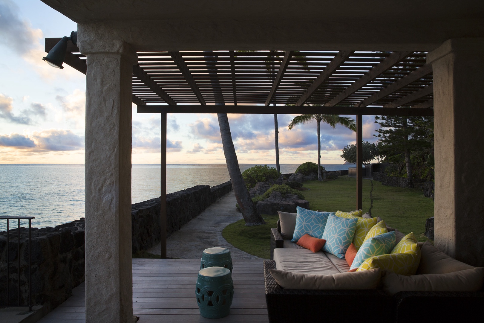 Kailua Vacation Rentals, Lanikai Village* - The Villa at Wailea Point: Grab a seat and take in the sunset views.