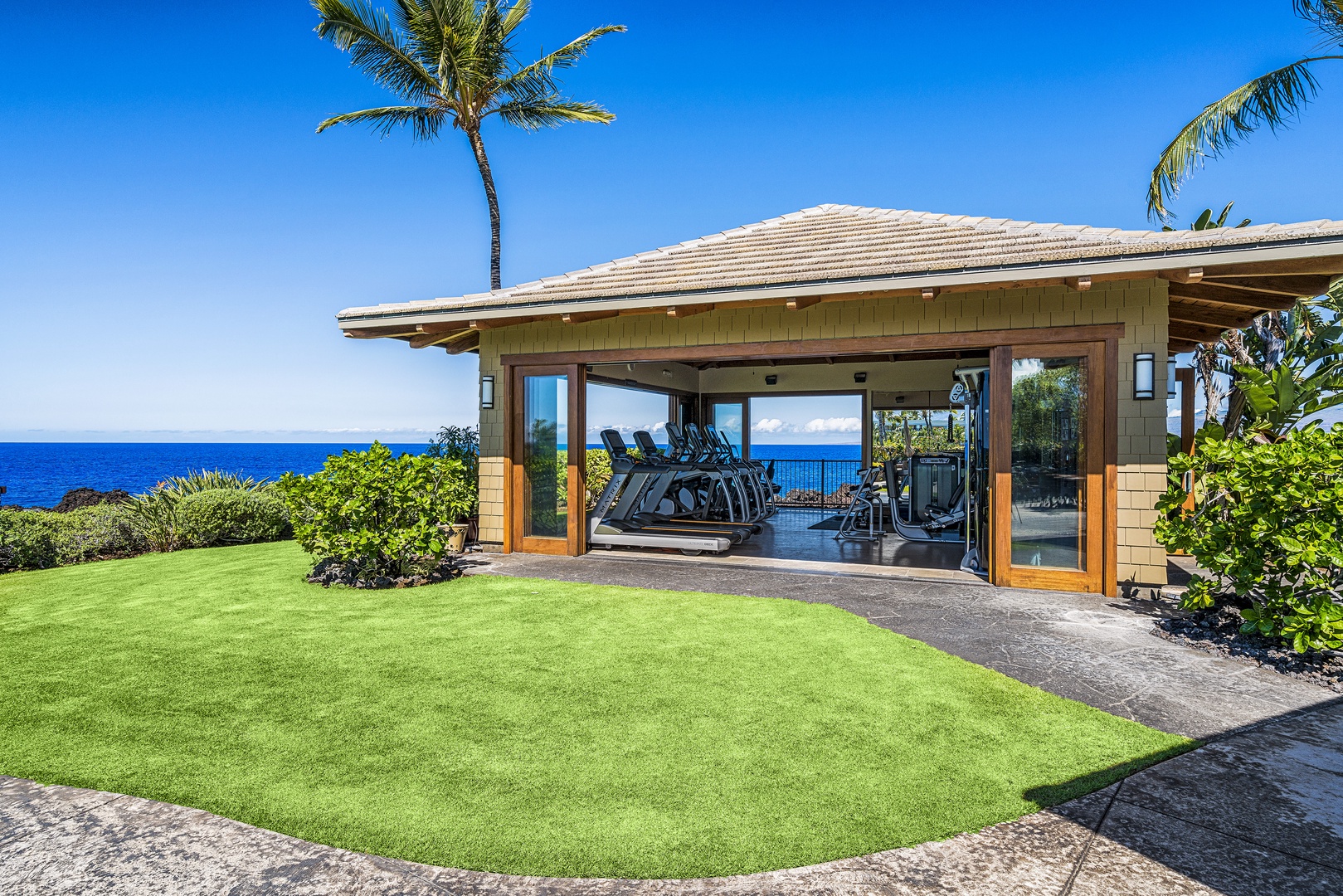 Waikoloa Vacation Rentals, Hali'i Kai at Waikoloa Beach Resort 9F - Hali'i Kai fitness center, with a view!