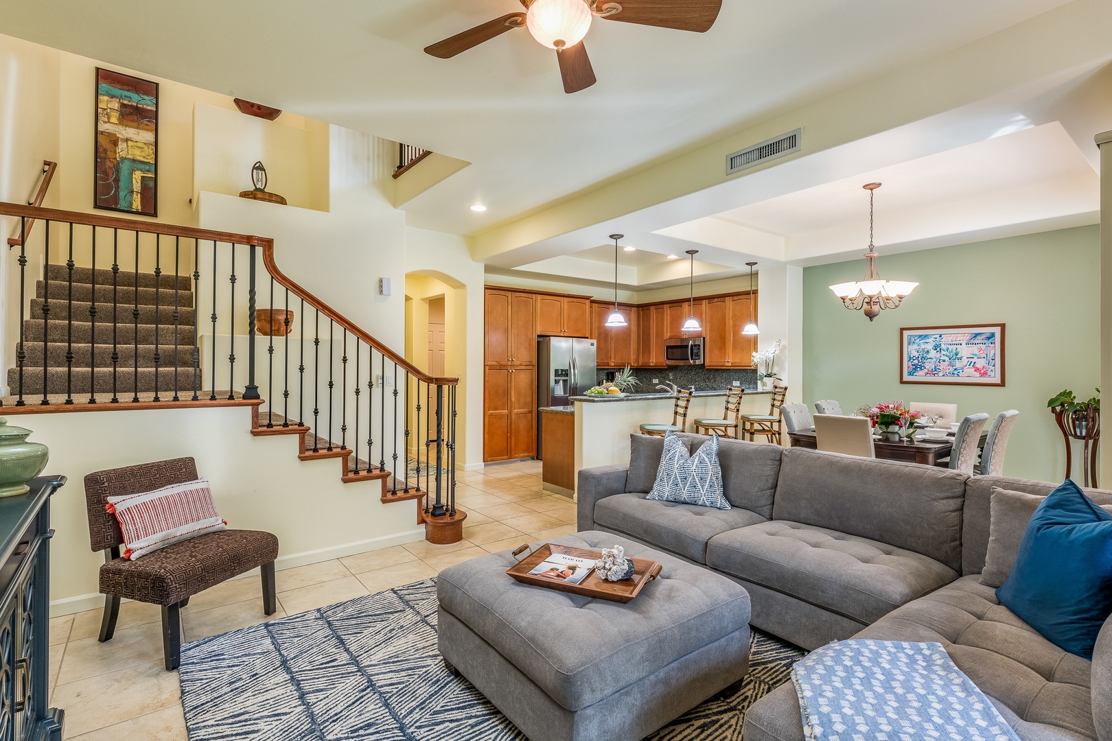 Kamuela Vacation Rentals, Mauna Lani Fairways #204 - Two-story vaulted ceilings and open-concept living bring together comfort, elegance, and plenty of room to unwind.