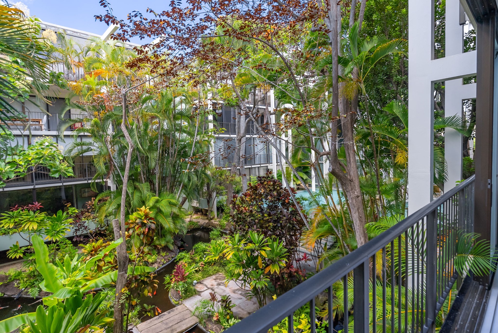 Honolulu Vacation Rentals, Kahala Beachfront Villa - More garden view from the lanai.