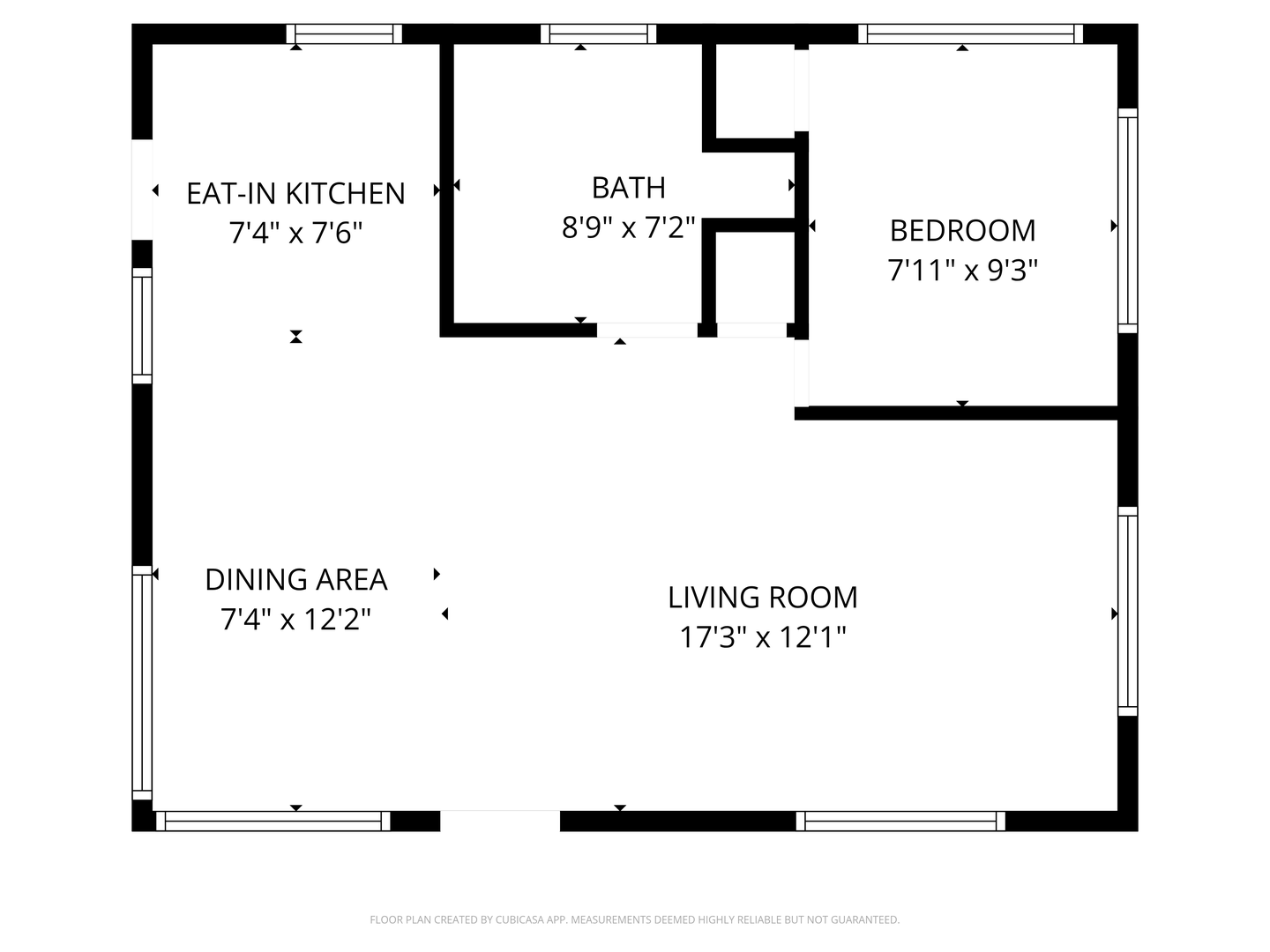 Waianae Vacation Rentals, Ma'ili Blue Estate - Cottage floor plan showing the layout of the studio suite.