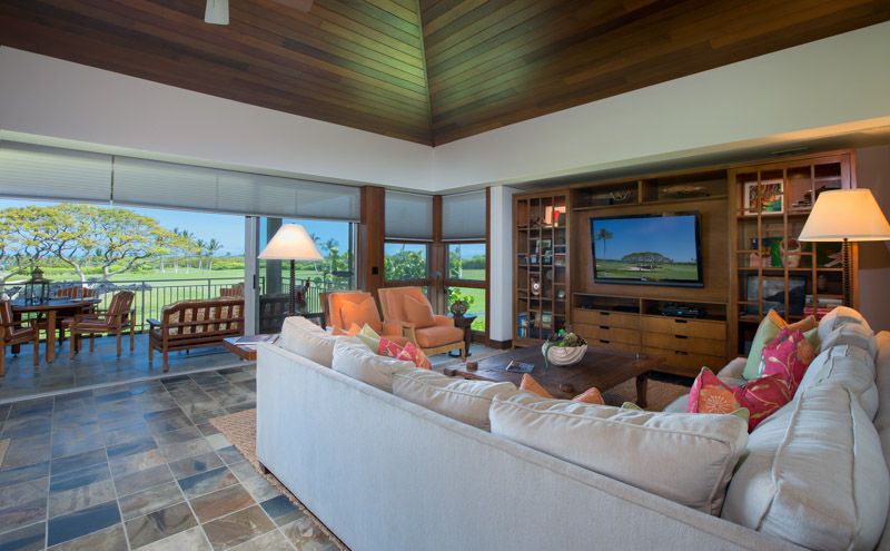 Kailua Kona Vacation Rentals, Fairways Villa 120A - Great Room with views to the Lanai