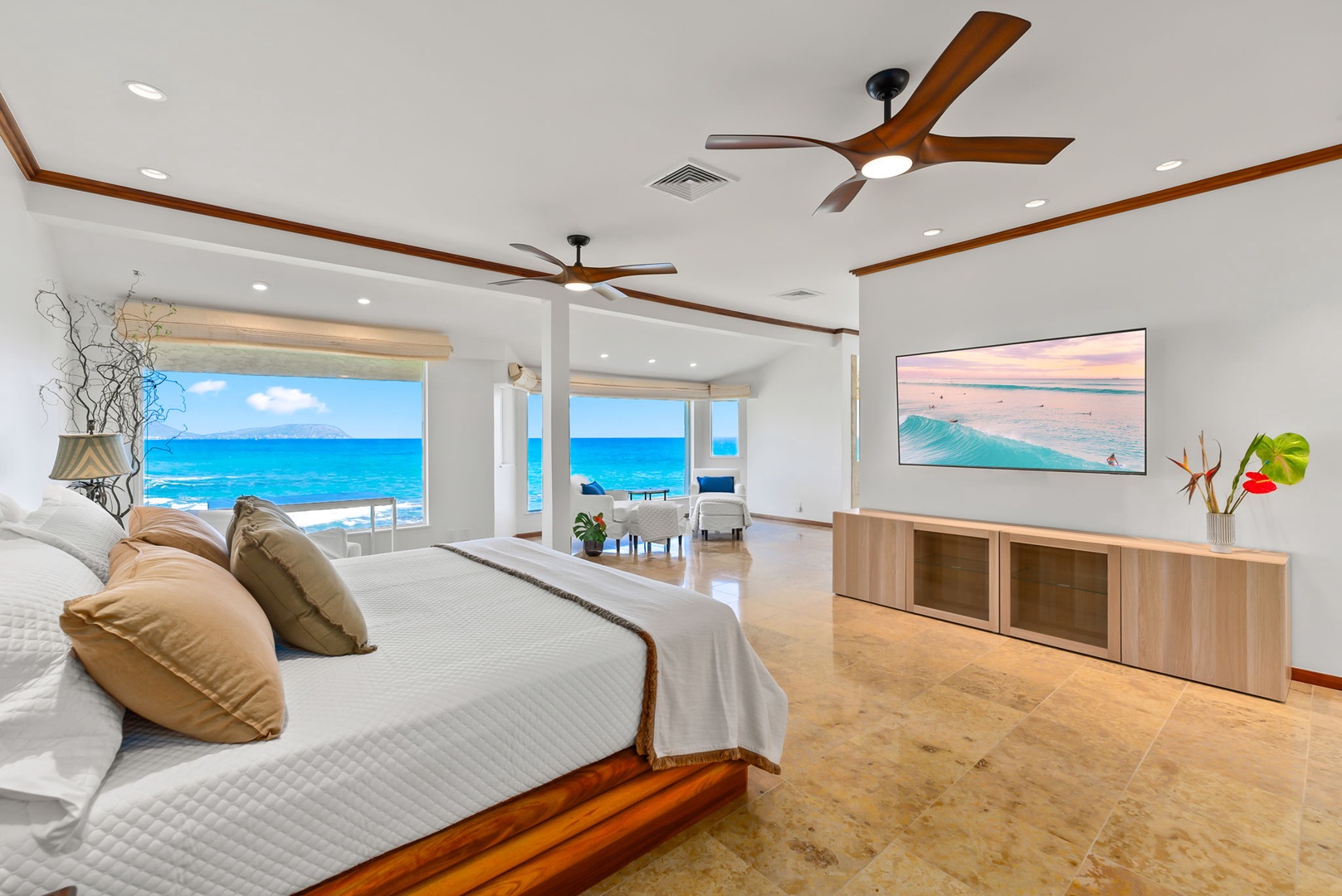 Honolulu Vacation Rentals, Black Point Ocean Villa - Stunning ocean views from your luxurious bedroom, where tropical breezes and the sound of waves create your perfect retreat.