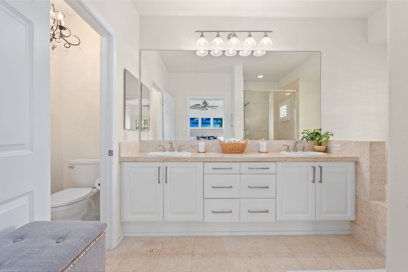Kapolei Vacation Rentals, Coconut Plantation 1080-4 - Twin vanities in the primary bath, so nobody negotiates for the mirror before dinner.
