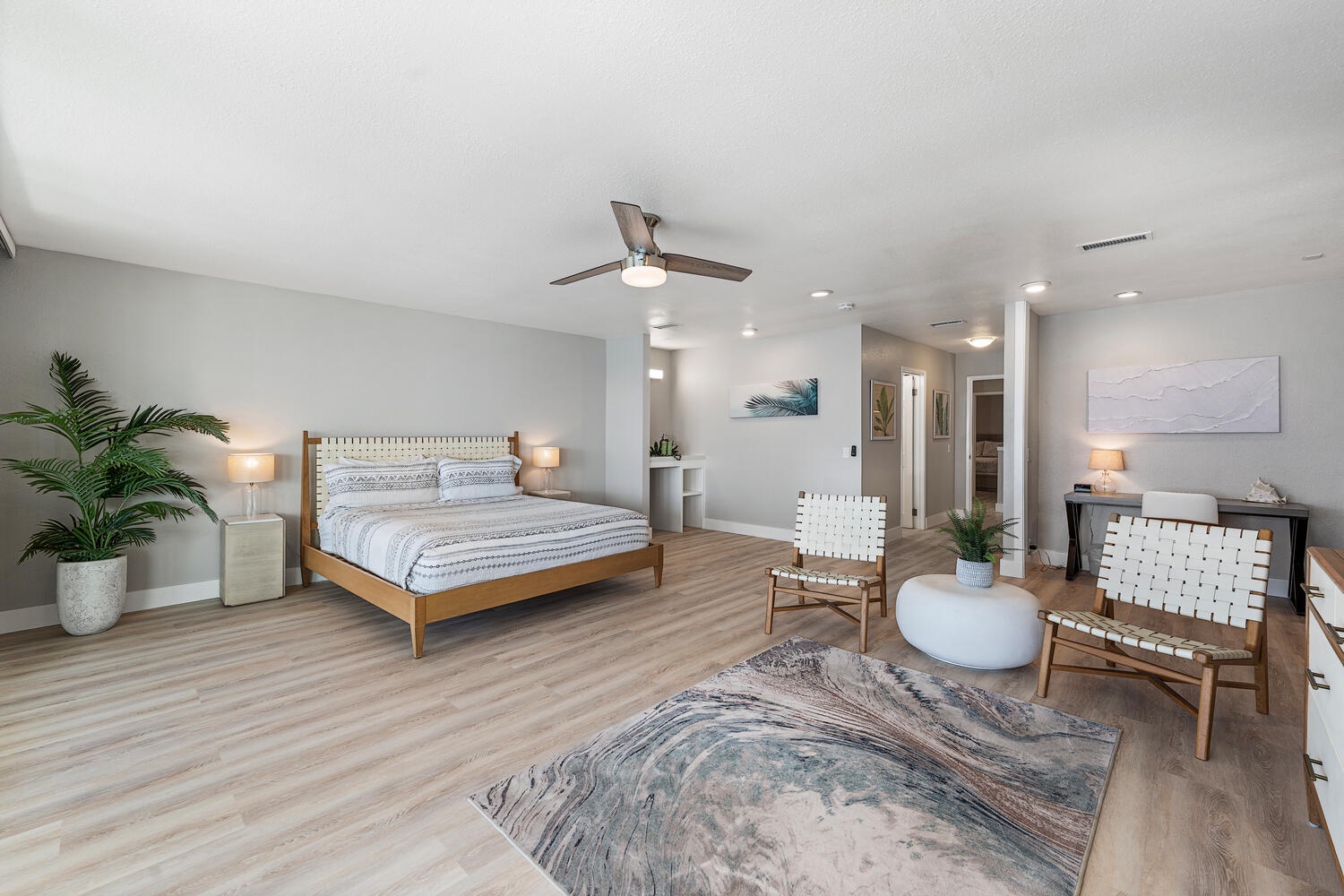Kailua Kona Vacation Rentals, Hale Kai O'Kona #7 - Spacious primary suite with stylish decor and natural lighting throughout.
