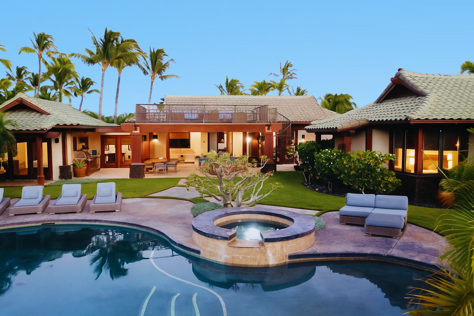 Kamuela Vacation Rentals, Canoe House & Beach Walker at Champion Ridge - Your private resort: pool, spa, and shaded lounge all steps from the bedroom.