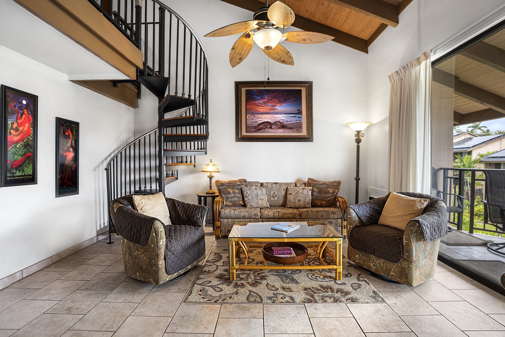 Kailua Kona Vacation Rentals, Kona Makai 6305 - The spiral stairs from the living area lead to the loft