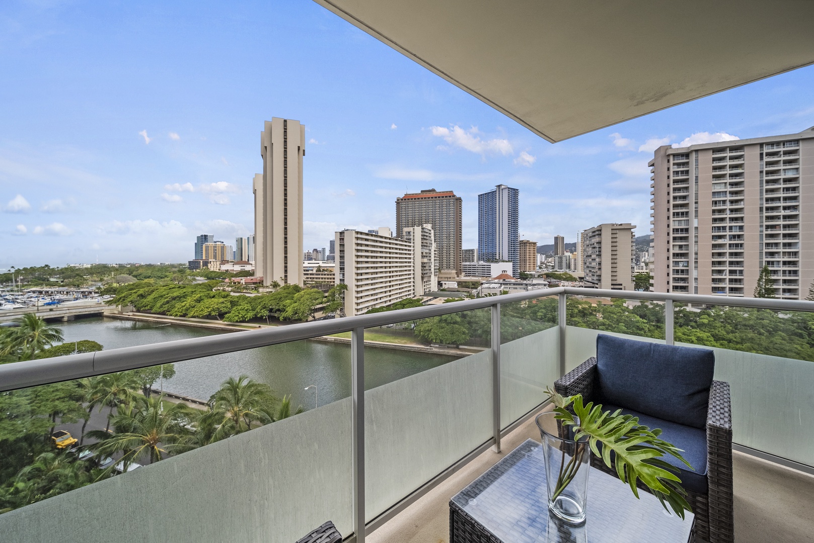 Honolulu Vacation Rentals, Watermark Waikiki Unit 901 - Enjoy the views from the lanai.