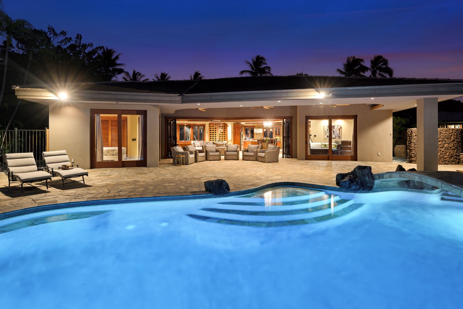 Kamuela Vacation Rentals, Hale Konane - Magical twilight views set the stage for starlit swims and evening cocktails.