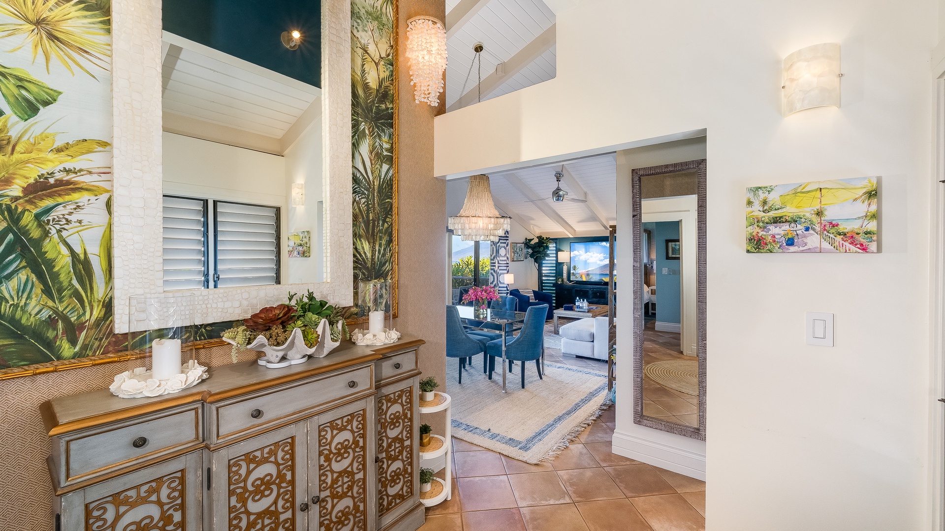 Kihei Vacation Rentals, Wailea Ekolu 1106 - The elegant entryway sets the tone for a stylish and welcoming home, leading into the vibrant living and dining areas.