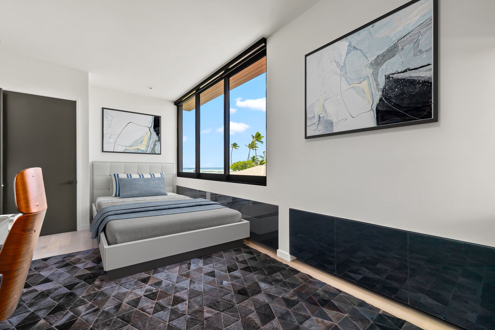 Honolulu Vacation Rentals, Ocean Villa Emilie - Bright and cozy, this fifth bedroom offers a quiet corner to relax, complete with outdoor views and natural textures.