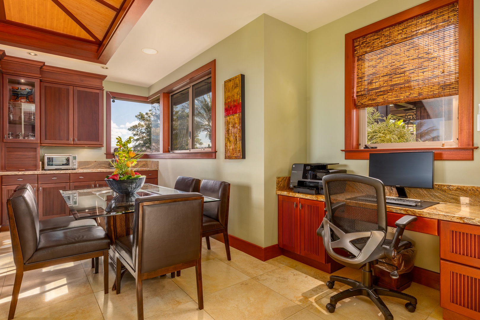Kamuela Vacation Rentals, Champion Ridge Home - Stay productive in the built-in desk area, perfect for remote work with lush views and natural light.