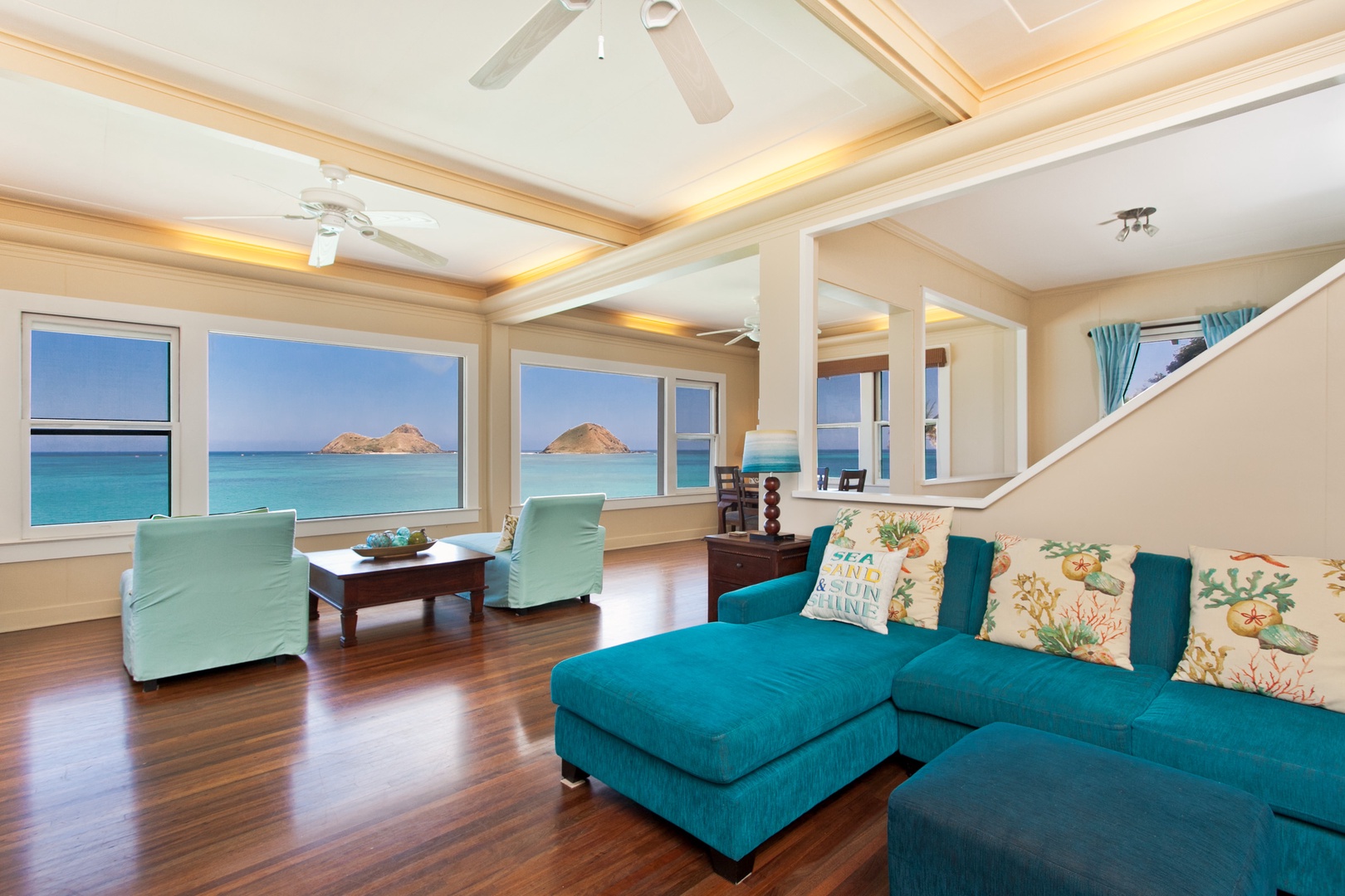 Kailua Vacation Rentals, Hale Mahina Lanikai* - Living area soaked in natural light and ocean views.