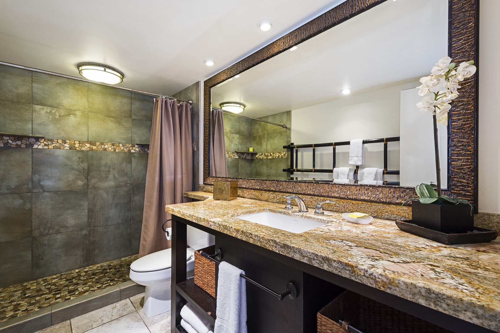 Kailua Kona Vacation Rentals, Kona Makai 4104 - Upgraded bathroom with large tiled shower.