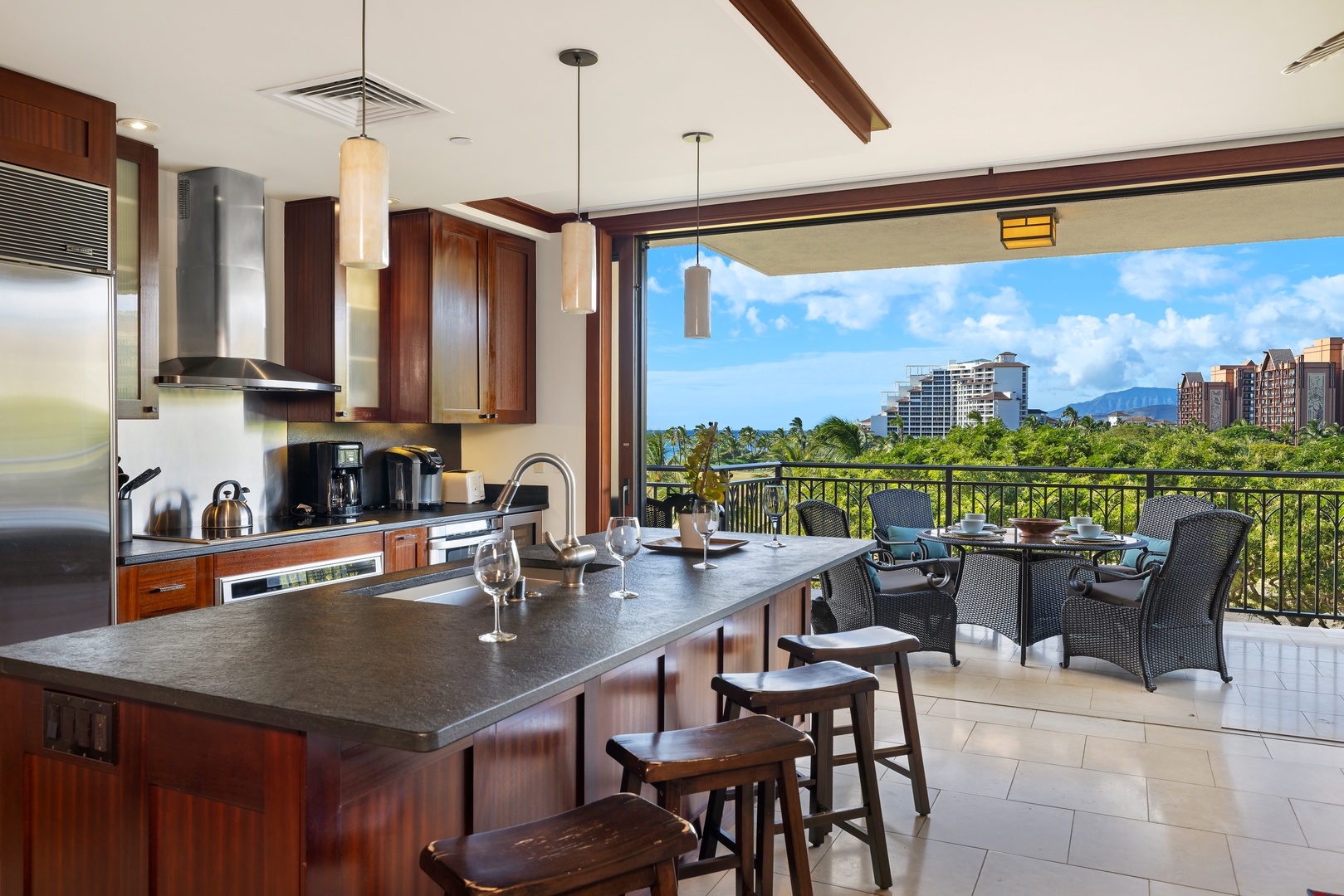 Kapolei Vacation Rentals, Ko Olina Beach Villas B506 - The best view a chef could dream of from the fully equipped kitchen.