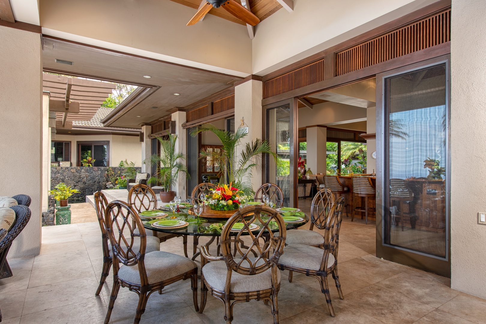 Kailua Kona Vacation Rentals, Hale Wailele** - Alfresco Dining on the extensive connected patios