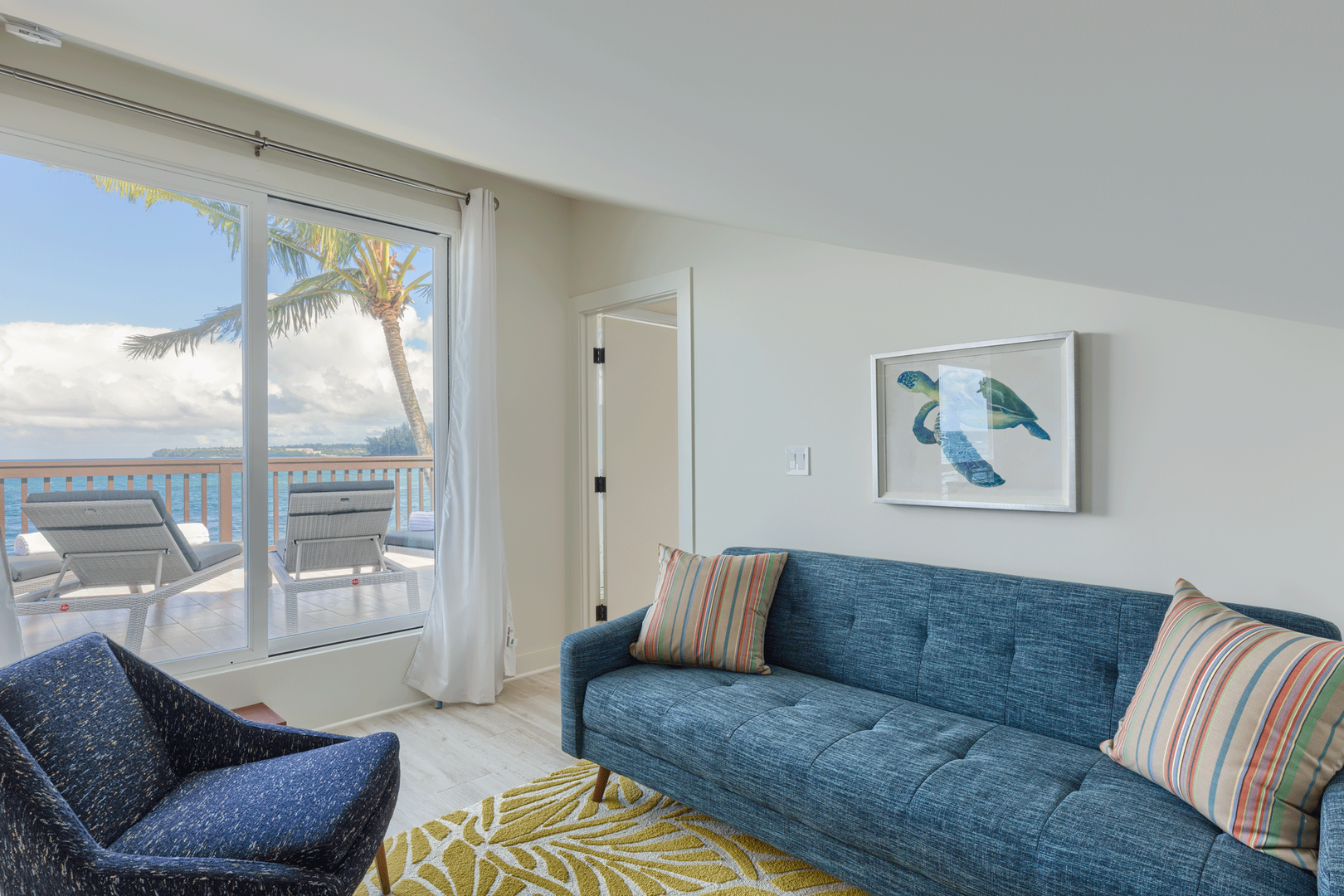 Hanalei Vacation Rentals, Haena Beach House TVNC#1258 - Sliding glass door access to upstairs lanai.