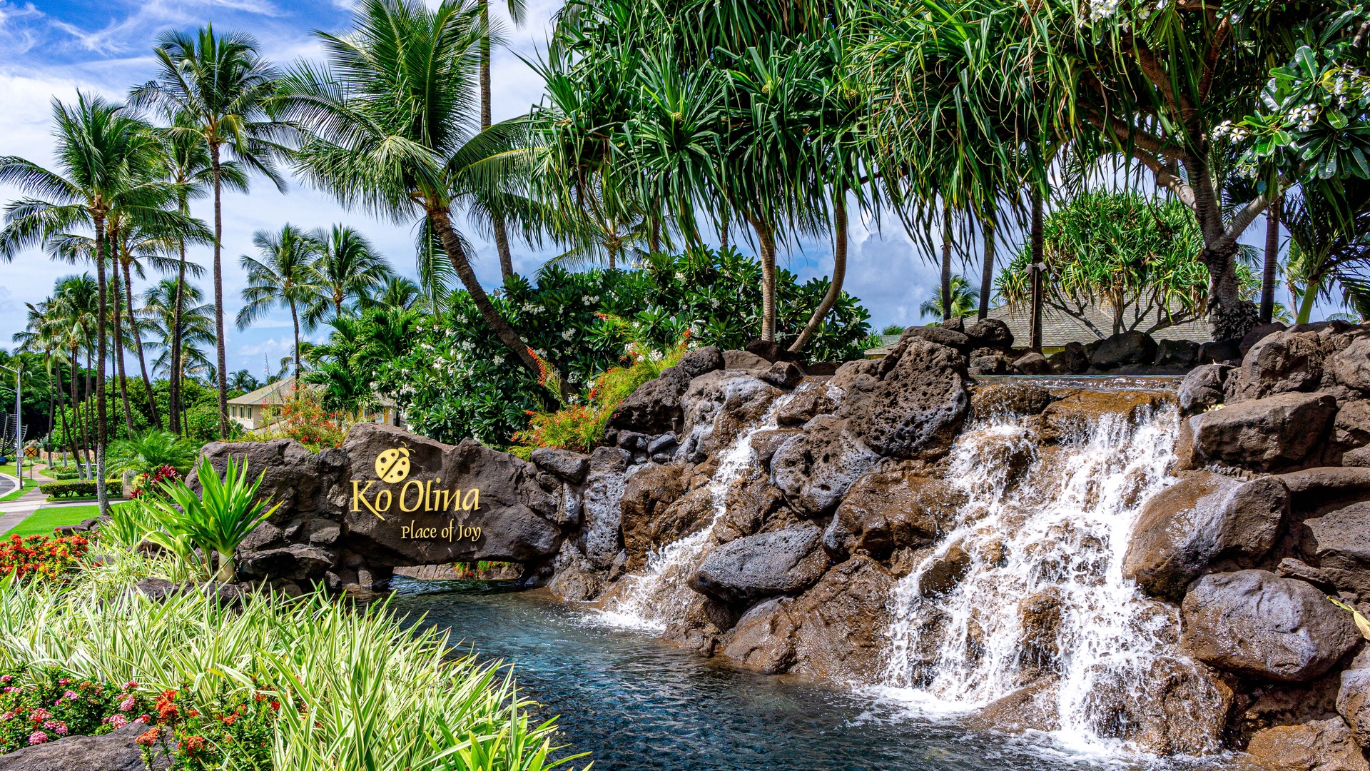 Kapolei Vacation Rentals, Coconut Plantation 1074-1 - Waterfall at the entrance to Ko Olina.