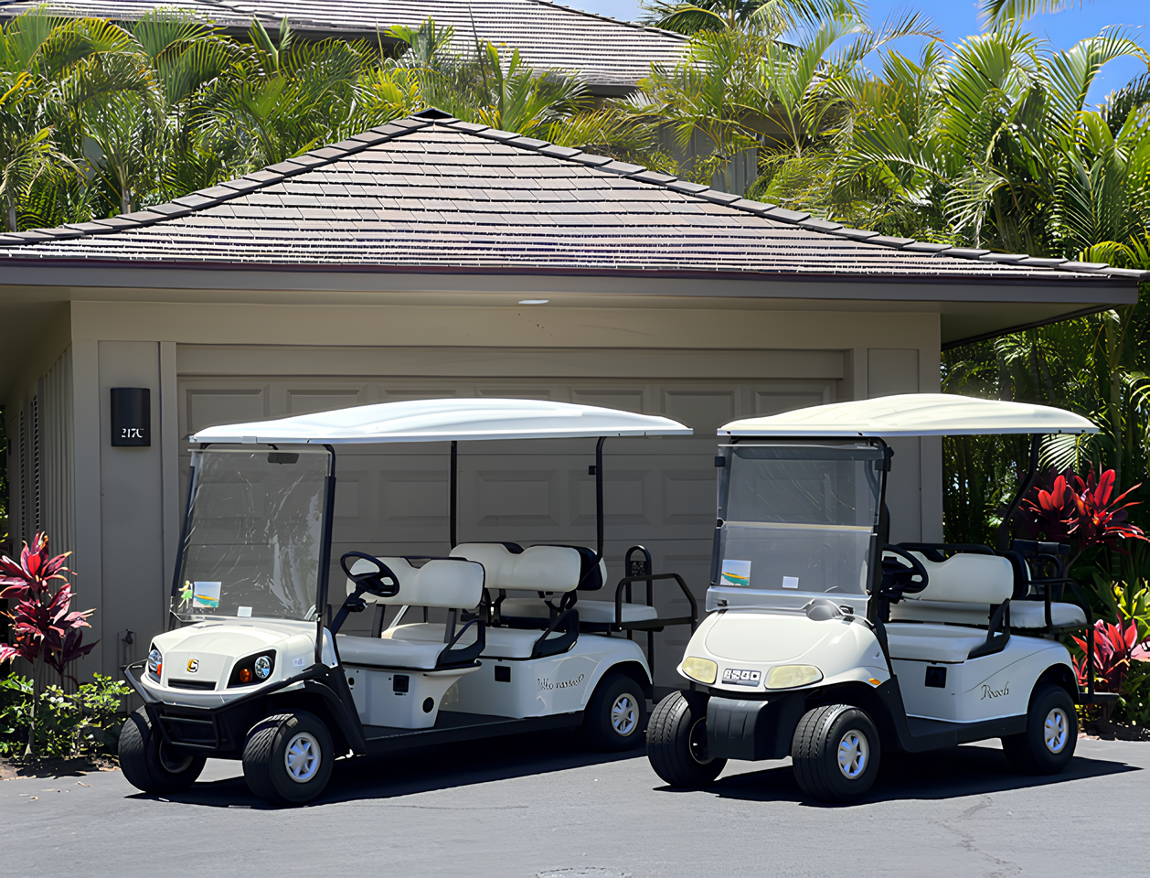 Kailua Kona Vacation Rentals, 3BD Ke Alaula Villa (217C) at Hualalai Resort - The villa offers one 4-seater golf cart and one 6-seater golf cart for your use!