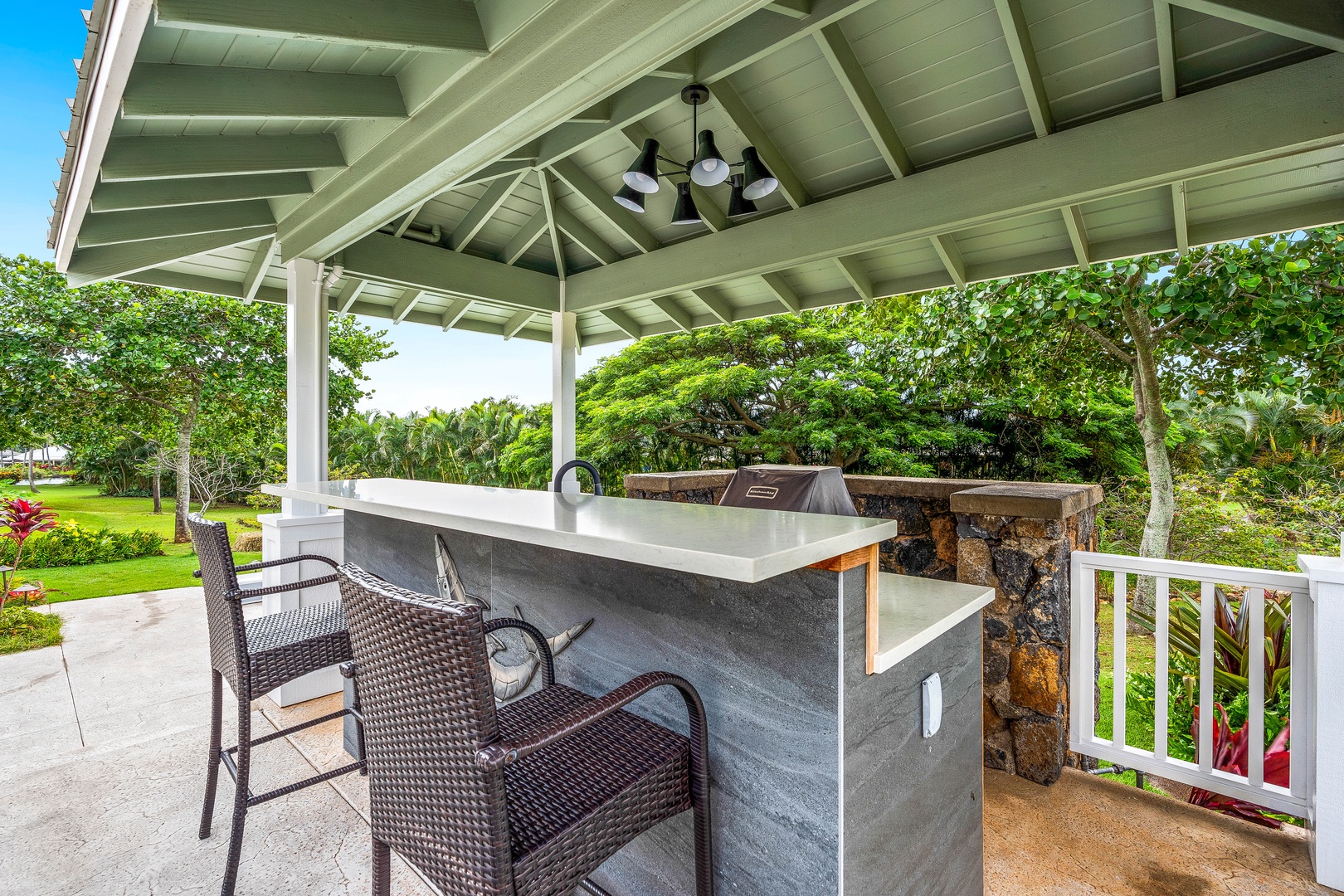 Koloa Vacation Rentals, JC Surf House - Outdoor grill and bar area