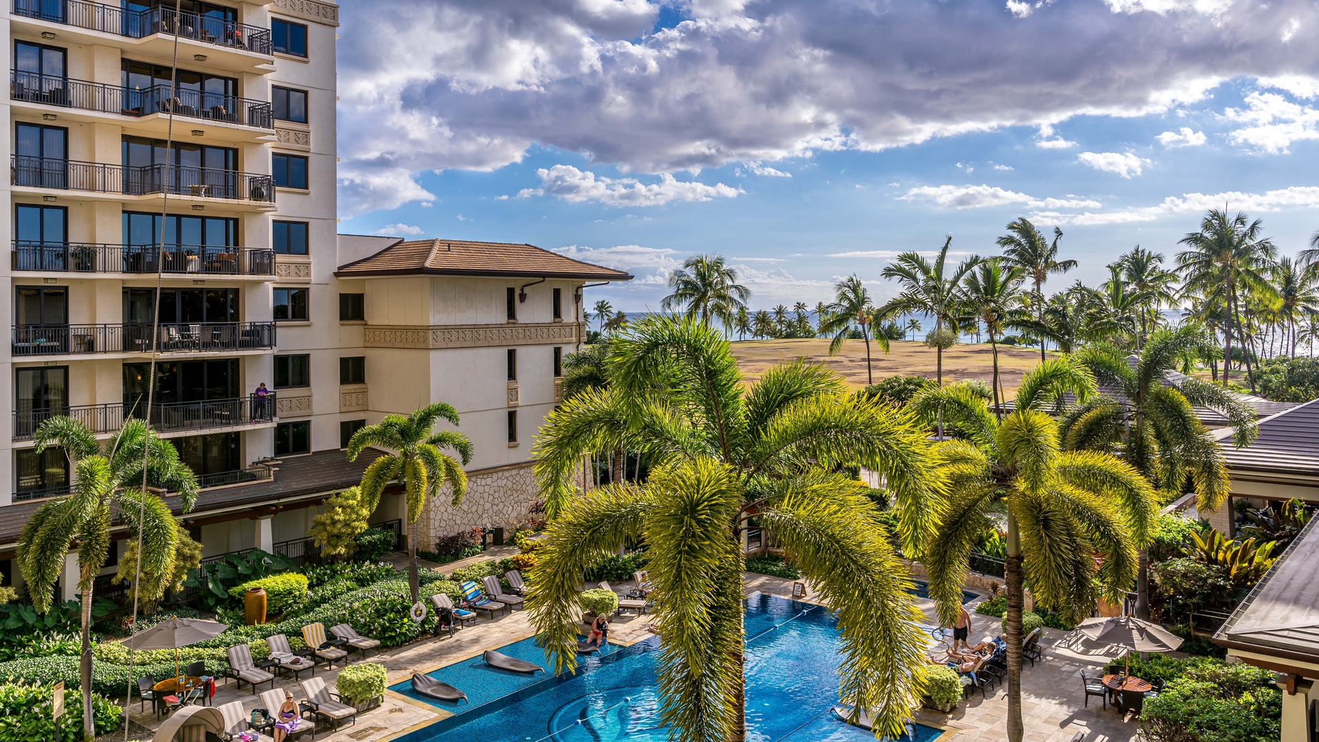 Kapolei Vacation Rentals, Ko Olina Beach Villas O401 - An incredible view of the pool and ocean from the lanai.