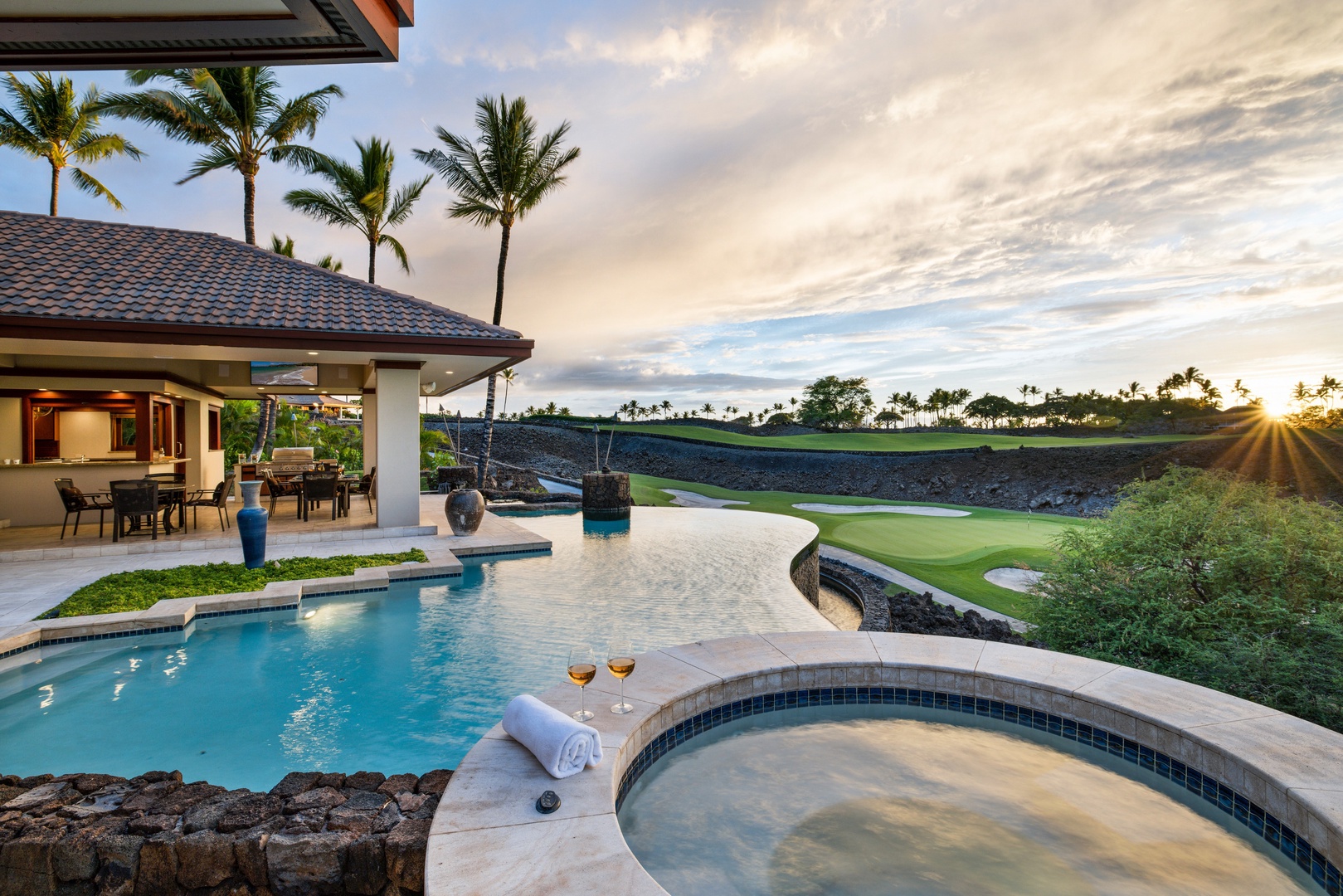 Kamuela Vacation Rentals, Champion Ridge 7 - The hot tub and infinity-edge pool overlook the Pacific—perfect for golden hour soaks.