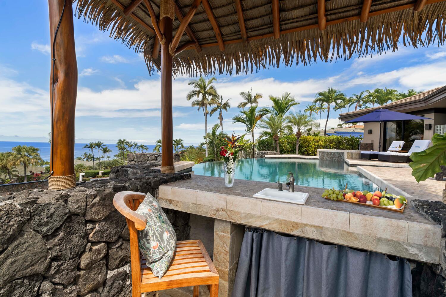 Kailua Kona Vacation Rentals, Island Oasis - Experience the essence of tropical living with our authentic palapa, a haven of relaxation amidst nature's beauty.