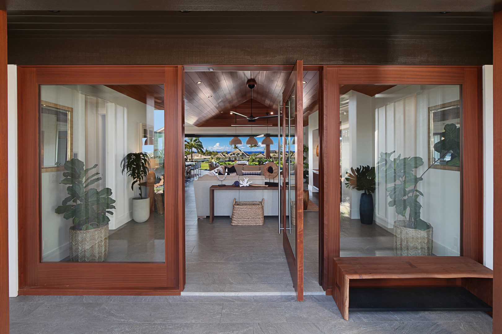 Koloa Vacation Rentals, Hale Kainani #6 E Komo Mai - Entrance with beautiful pivot door and amazing views