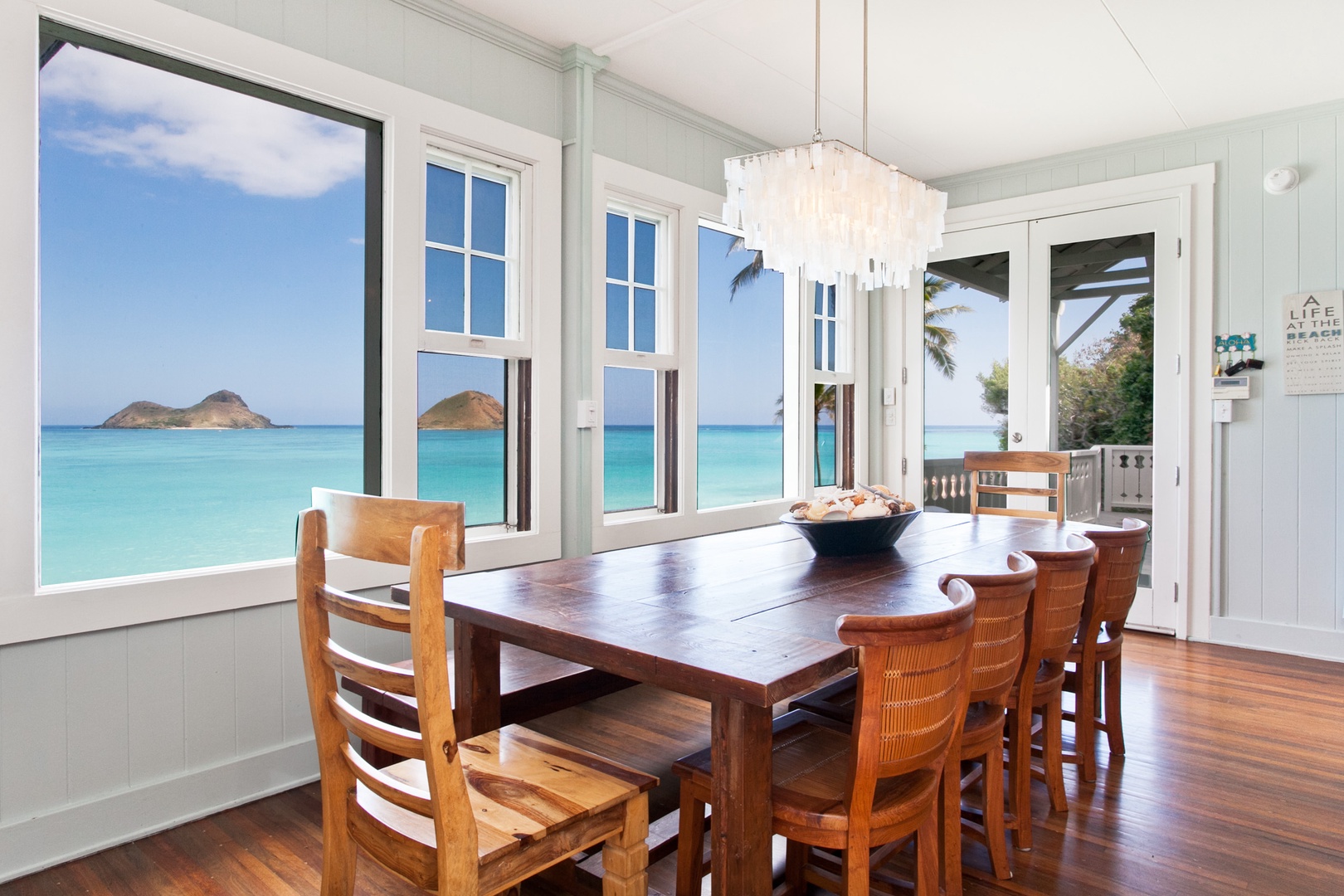 Kailua Vacation Rentals, Hale Mahina Lanikai* - Formal dining area for ten filled with panoramic views for shared meals and meaningful moments.