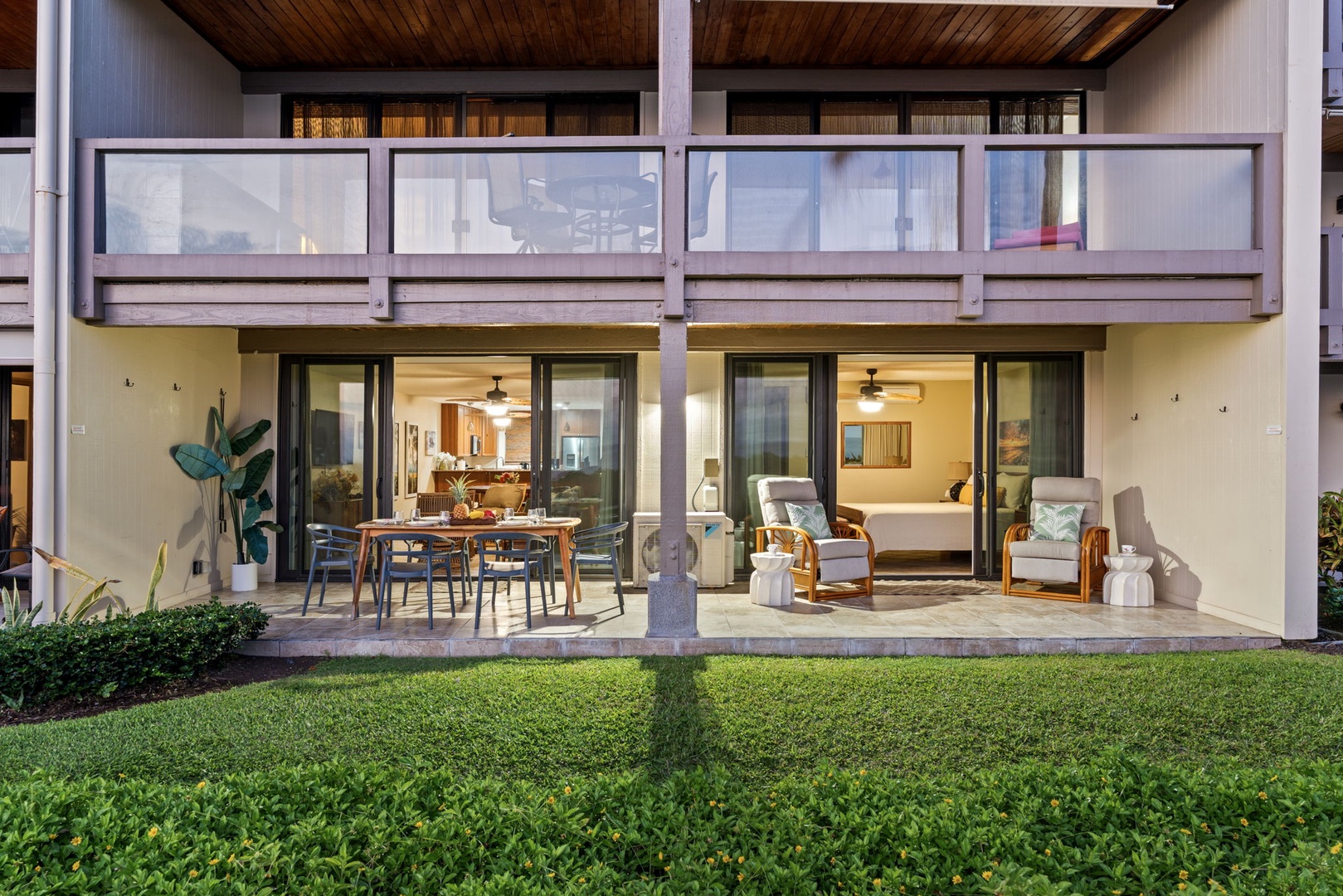 Kailua Kona Vacation Rentals, Keauhou Kona Surf & Racquet 1104 - Covered lanai space downstairs, so shade is always part of the plan.