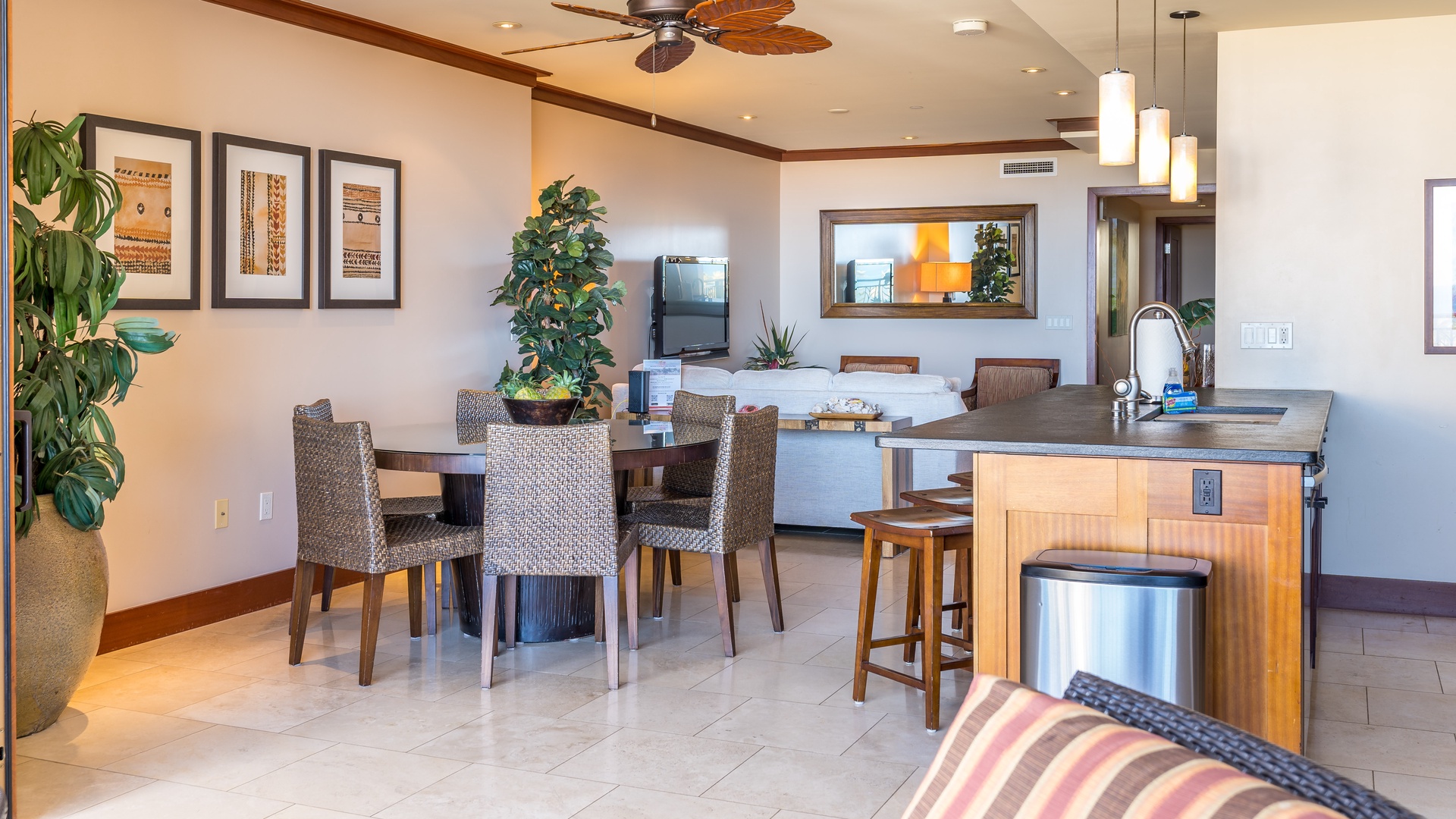 Kapolei Vacation Rentals, Ko Olina Beach Villas O704 - Serve up an elegant dinner at the cozy dining table.
