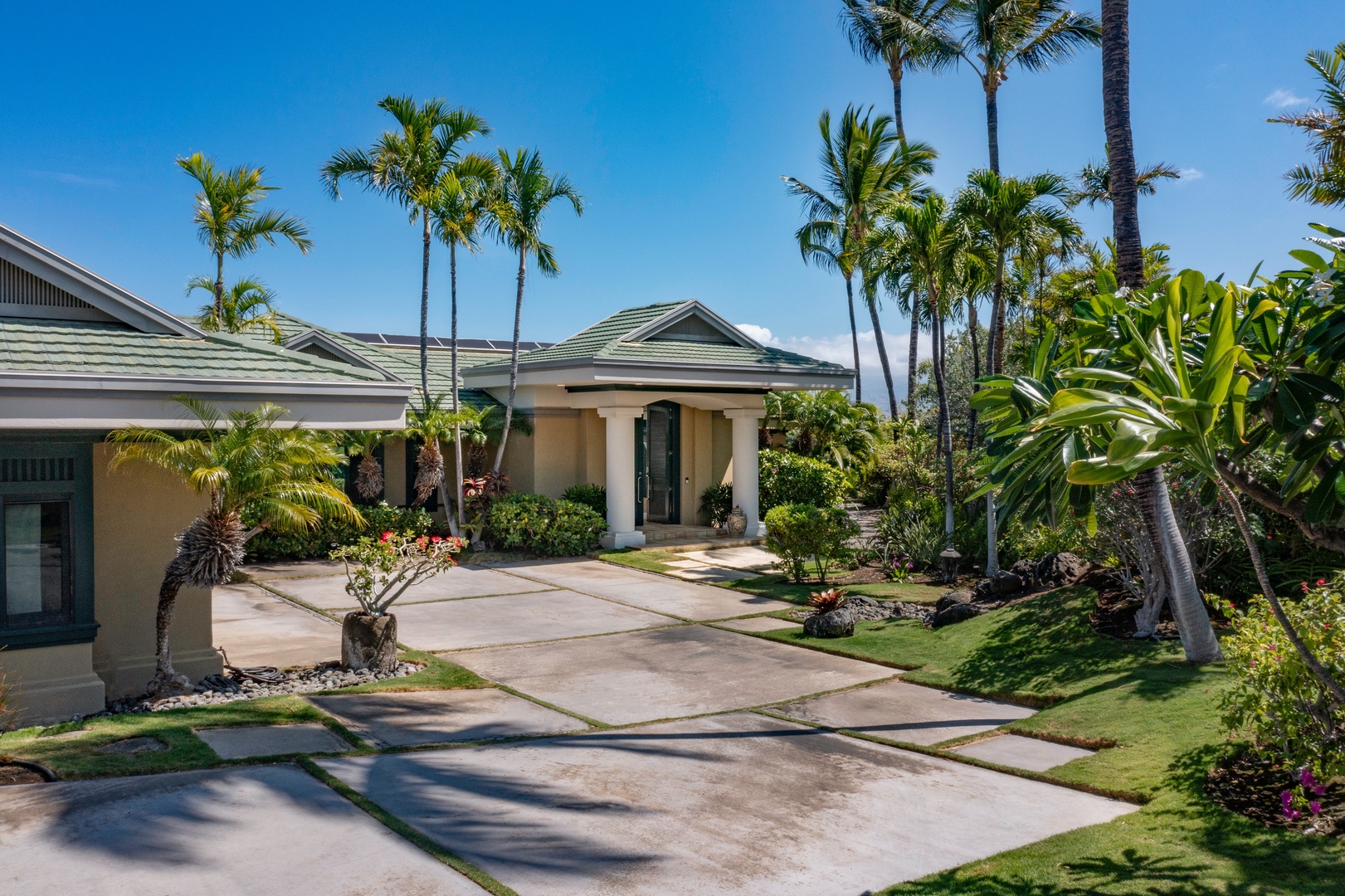 Kamuela Vacation Rentals, Canoe House at Champion Ridge - Lush front entrance/driveway welcomes you to your private Big Island retreat.