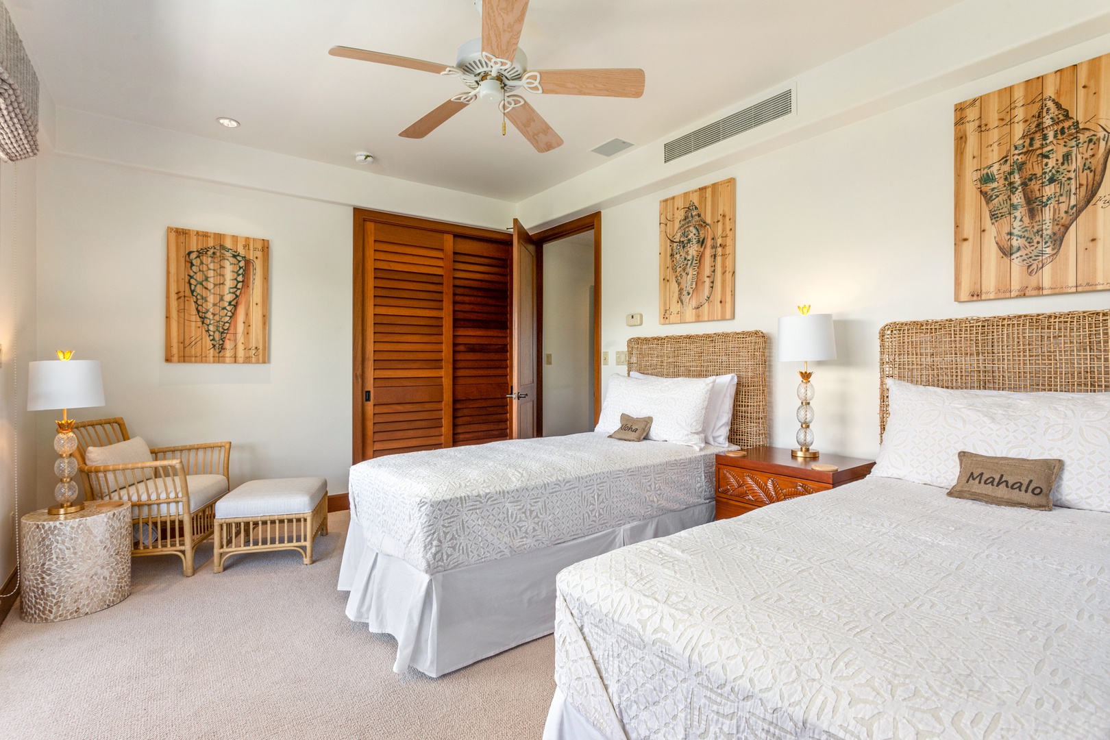 Kailua Kona Vacation Rentals, OFB 3BD Ka'Ulu Villa (129D) at Four Seasons Resort at Hualalai - Alternate view of third bedroom (upstairs).