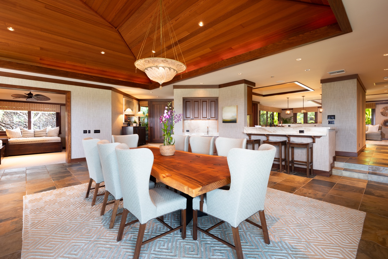 Kailua Kona Vacation Rentals, 5BD Ke Alaula Estate (144) at Hualalai Resort - Chef-style kitchen and dining space ideal for entertaining or family gatherings.
