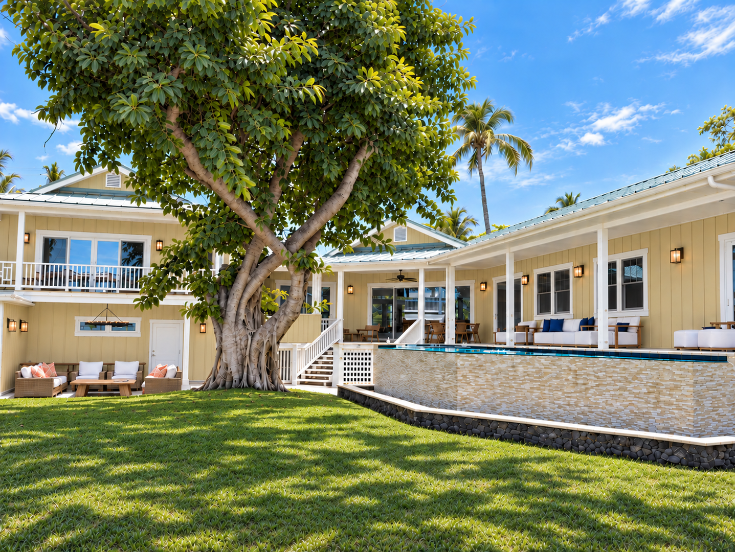 Kamuela Vacation Rentals, 4BD Estate Home at Puako Bay (74) - A wide shade tree cools the lawn beside the house, with room to spread out underneath.