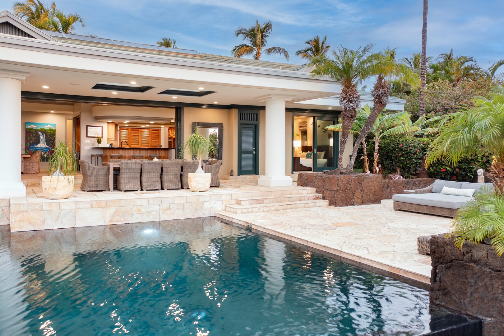 Kamuela Vacation Rentals, Canoe House at Champion Ridge - End your day poolside, where island memories are made under the stars.