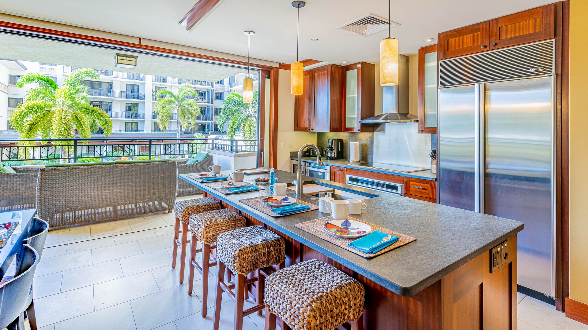 Kapolei Vacation Rentals, Ko Olina Beach Villas O224 - Sit at the breakfast bar for lively conversations with the chef.