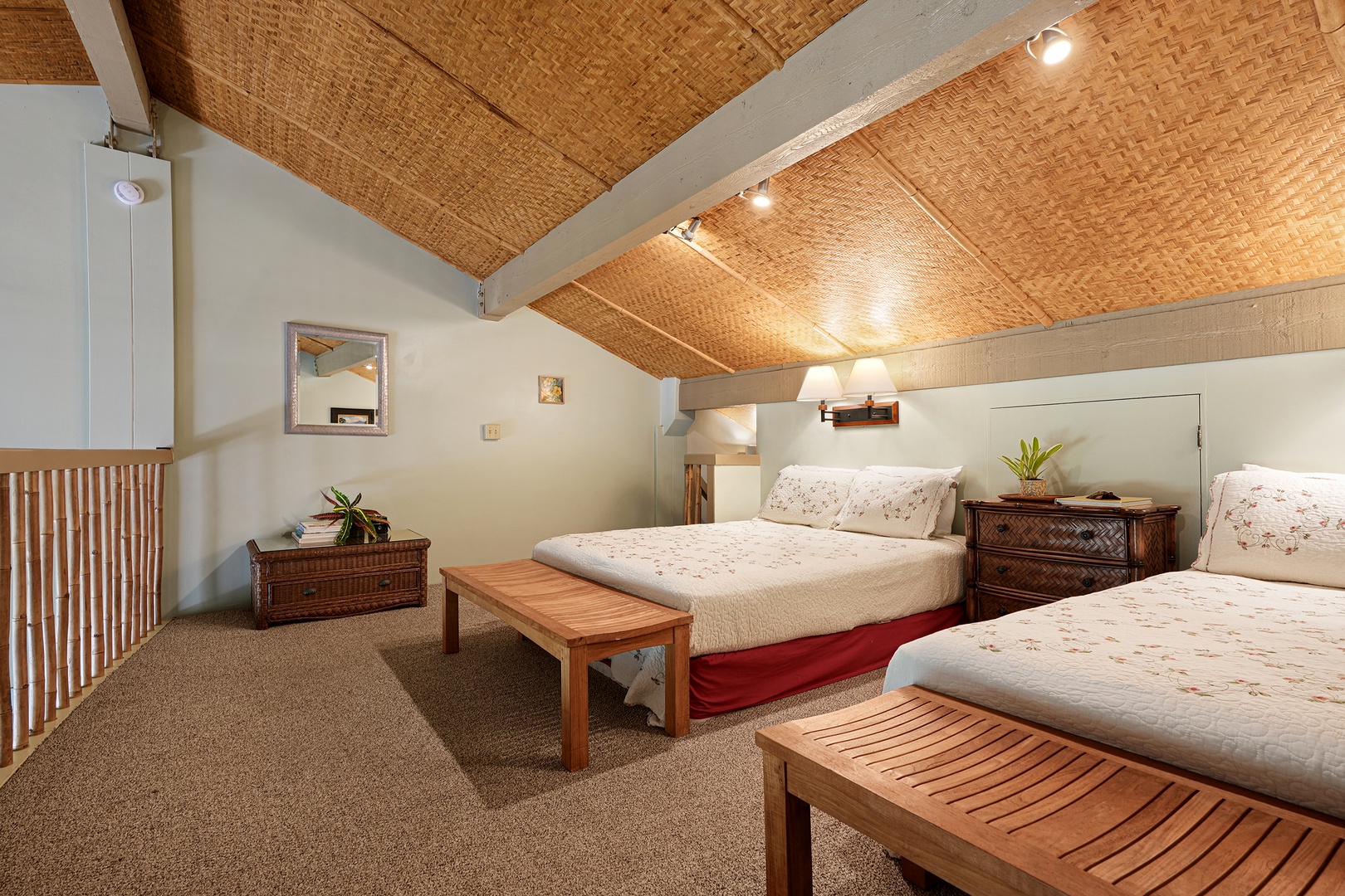 Princeville Vacation Rentals, Hanalei Bay Resort 4301/2/3 - Cozy loft with two queen beds, offering a comfortable sleeping space for family or friends. – Spacious and inviting for a restful night’s sleep.