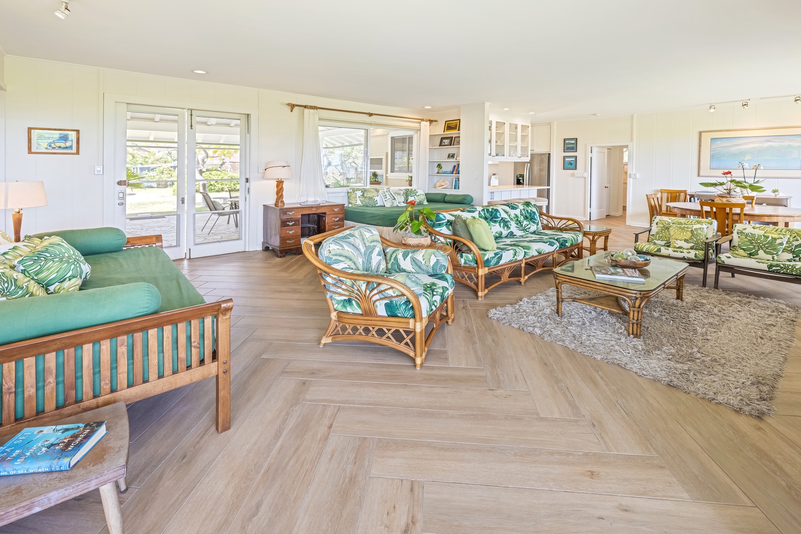 Kailua Vacation Rentals, Hale Moana Lanikai - Step into this spacious living room designed for comfort and relaxation, featuring plush tropical vibe seating.