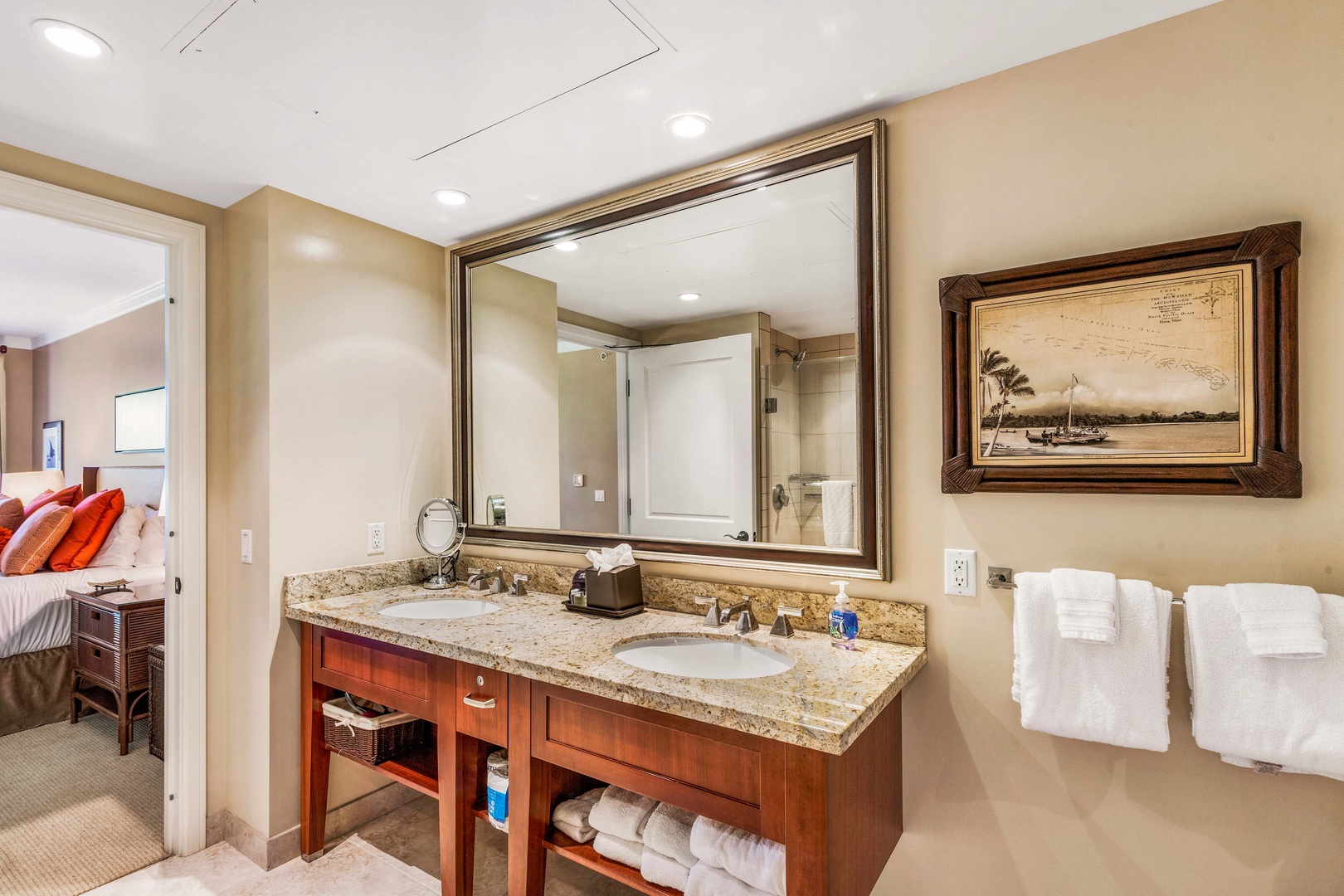 Lahaina Vacation Rentals, Honua Kai Konea 204 - The ensuite bathroom has two vanity spaces.